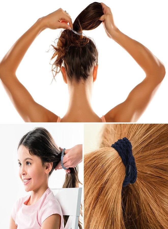 تشوانغ دي مجموعة تشوانغدي المكونة من 12 قطعة من ربطات الشعر القطنية، أربطة شعر مطاطية مضفرة، حبال، حوامل ذيل حصان مضفرة، إكسسوارات للنساء (أزرق داكن، أزرق سماوي، رمادي) - Image 4